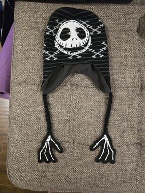 Disney Jack Skellington Black & White Knit Earflap Hat